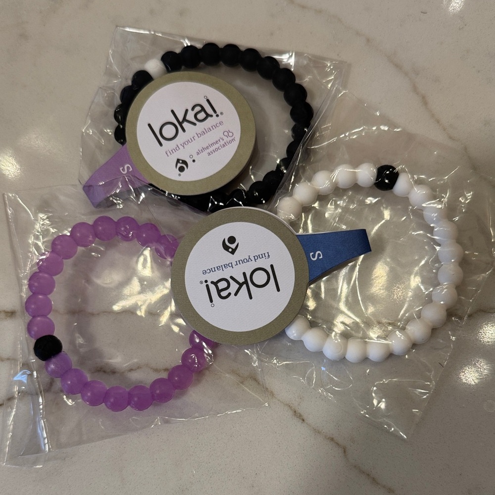 Lokai Black, White, and Purple Bracelets NWT